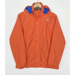 THE NORTH FACE HyVent Boys Rain Jacket Windbreaker Orange Hood Size Larg…